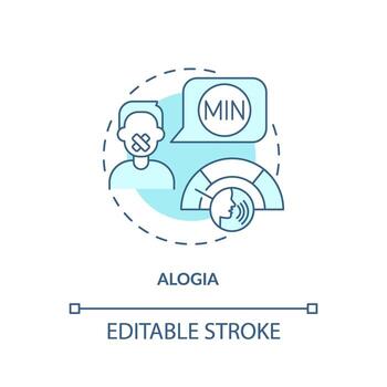 Alogia medical condition soft blue concept icon. Schizophrenia symptom. Round shape line illustration. Abstract idea. Graphic design. Easy to use in infographic, presentation, brochure, booklet vector