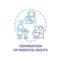 Parental rights termination blue gradient concept icon. Ending of child custody. Legal document. Kid protection. Round shape line illustration. Abstract idea. Graphic design. Easy to use vector