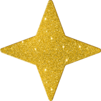 4-Pointed Star Shape Gold Glitter 3D Premium Elegant Sparkling Decorative Lustrous Chic Basic Shapes png