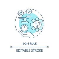 1-3-5 rule soft blue concept icon. Workflow organization. Round shape line illustration. Abstract idea. Graphic design. Easy to use in infographic, promotional material, article, blog post vector