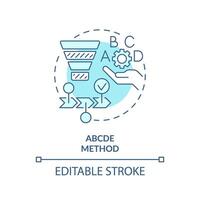 ABCDE method soft blue concept icon. Workflow managing. Round shape line illustration. Abstract idea. Graphic design. Easy to use in infographic, promotional material, article, blog post vector