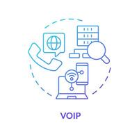 voip voz reconocimiento azul degradado concepto icono. negocio comunicación, voz llamadas red arquitectura, mensaje de voz. redondo forma línea ilustración. resumen idea. gráfico diseño. fácil a utilizar vector