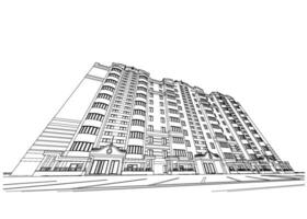 detallado arquitectónico plan de de varios pisos edificio con menguante perspectiva. vector Plano ilustración