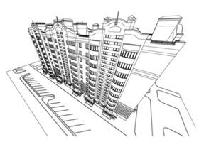 detallado arquitectónico plan de de varios pisos edificio con menguante perspectiva. vector Plano ilustración