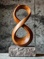AI generated Wooden number eightle pedestal. 3d render. photo