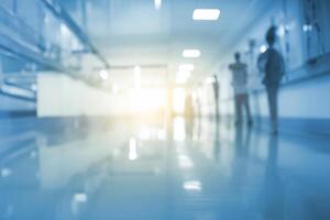 Double Exposure Medical Worker Silhouette in Hospital Corridor photo