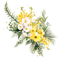 AI generated Timeless BeautyMimosa Spring Flowers Watercolor Clipart png
