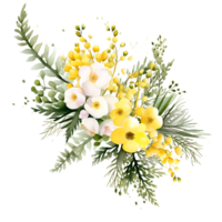 ai genererad tidlös beautymimosa vår blommor vattenfärg ClipArt png