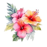 ai generado susurros de hibiscoacuarela clipart diseño png