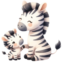 ai generato zebra mamma e bambino amore acquerello clipart.ai creare png