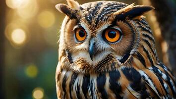 AI generated Cute Funny Quizzical Great Horned Owl photo