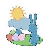 Easter Rabbit Mascot Icon. Cute Funny Easter Traditionat Egg Hunter Symbol Bunny Rabbit Doodle Illustration vector
