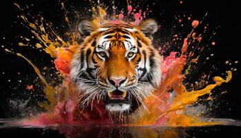 AI generated tiger in the paint splashGenerated Image photo