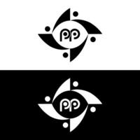 PP set ,PP logo. P P design. White PP letter. PP, P P letter logo design. Initial letter PP letter logo set, linked circle uppercase monogram logo. P P letter logo vector design. pro vector