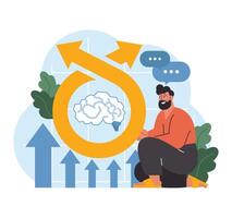 Growth in cognition. Flat vector illustration