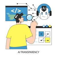 AI ethics. Artificial intelligence and neural networks transparency and liability vector