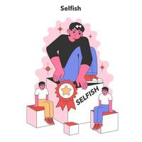 Selfishness concept.. Flat vector illustration