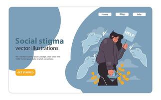 social estigma en viudez. un rígido representación de juicio enfrentado. vector