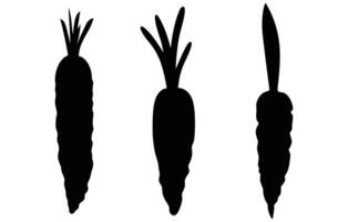 Carrot Vegetable in black silhouette vector icon,Carrot silhouette vector icon