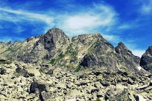 High Tatras panorama with snow on mountain, Slovakia photo