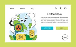 Ecotoxicology web banner or landing page. Research of toxic waste vector