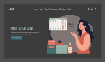 Self-tan web banner or landing page dark or night mode. Beautiful vector