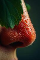 AI generated close-up of a nose with large blackheads. Strawberry Nose photo