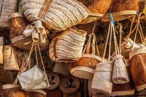 wicker basket in marketplace,Gafsa,Tunisia photo