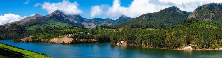 Mattupatti lake in Western Ghats mountains panorama. Kerala, India photo