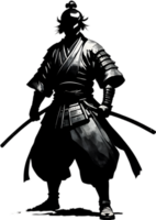 AI generated Samurai, drawing of a Samurai using the Japanese brushstroke technique. png