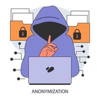 Anonymization. Anonymous unrecognizable profile. Online privacy vector