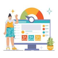 Website Optimization set. Flat vector illustration.