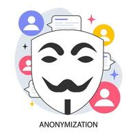 Anonymization. Anonymous unrecognizable profile. Online privacy vector