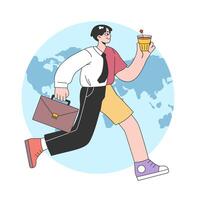 Bleisure travel. Business and sightseeing trip. Workation, digital vector