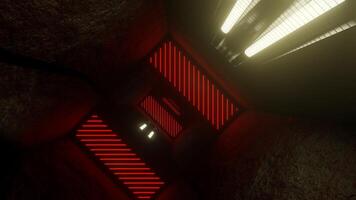 licht geel en rood neon gloed plein spiegel tunnel achtergrond vj lus in 4k .mp4 video