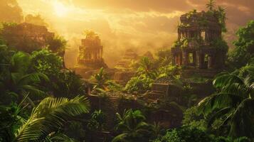 AI generated Buddhist temple in the jungle photo