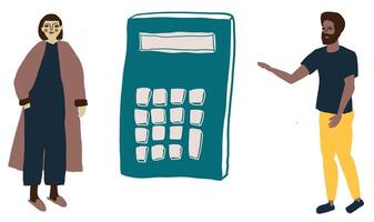 ilustración personas con calculadora vector