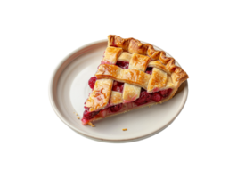 AI generated a slice of pie on a plate with a lattice pattern png