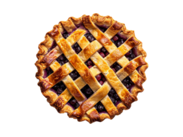 AI generated a blueberry pie with lattice on a transparent background png