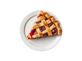 AI generated a slice of pie on a plate with a lattice pattern png