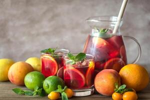 A pitcher of Spanish fruit Sangria photo