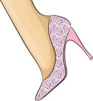 Leg sparkles shoes isolated on white vector illustration-on-white-at-angle.eps