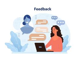 Online feedback concept visualized. Flat vector illustration