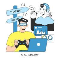 AI ethics. Artificial intelligence autonomy juxtaposed hardware control vector