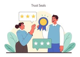 Trust Seals concept. Awarding excellence with verified ratings. vector