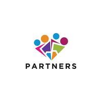 Four-Five Person Collaboration. Teamwork Concept and great work logo design vector