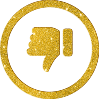 Shimmering Gold Glitter Thumbs Down Dislike Icon png