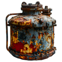 AI generated Old and Rusty Gas Cylinder Isolated on Transparend Background. Gas Tank or LPG gas Bottle. Generative Ai png