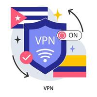 VPN service. Virtual pivate network access. Secure Internet connection vector