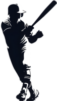 AI generated Silhouette icon of a baseball player. png